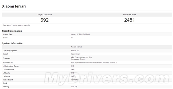小米廉價新機曝光代號法拉利！