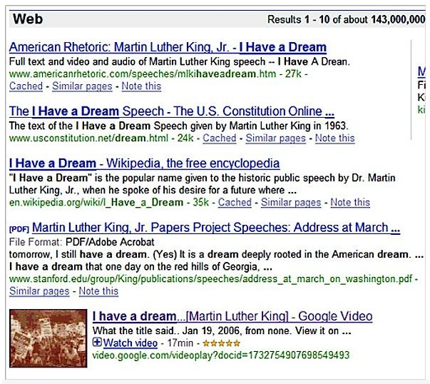 2007年的搜索結果,把YouTube視頻納入搜索結果了