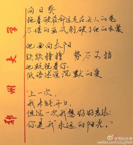 大學生手寫情書走紅網絡：我為什么不吃飯