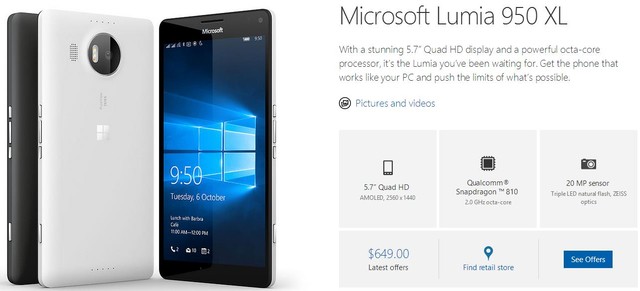 再次發售 無鎖版Lumia 950美國官網現貨