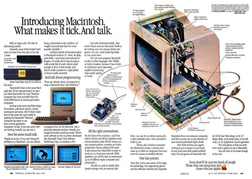 介紹Mac電腦。Mac電腦廣告,1984年4月發(fā)布。