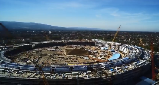 又航拍蘋果新總部大樓 工程在有條不紊進行 