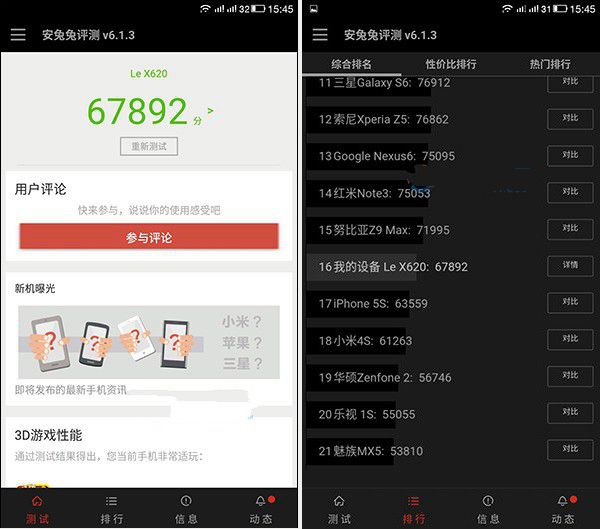 樂2和樂Max 2性能哪個好 安兔兔跑分對比
