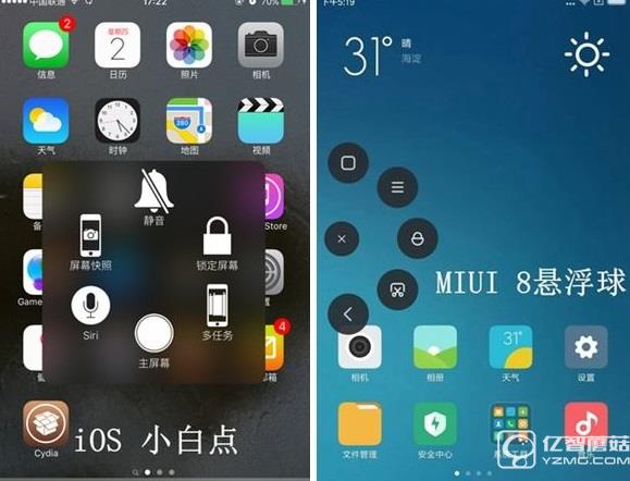 MIUI8懸浮球?qū)Ρ萯OS 國內(nèi)用戶為何獨愛它