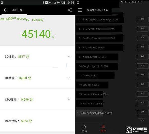 vivo X7和三星C5你選誰?跑分與對比總結