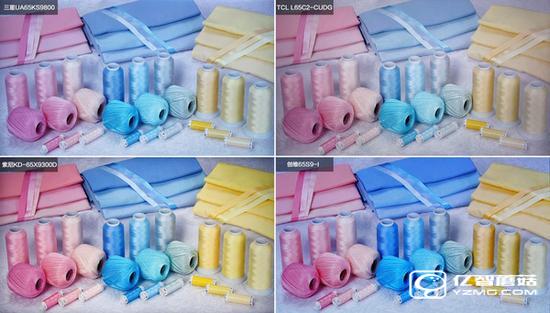 四款65智能電視畫質對比