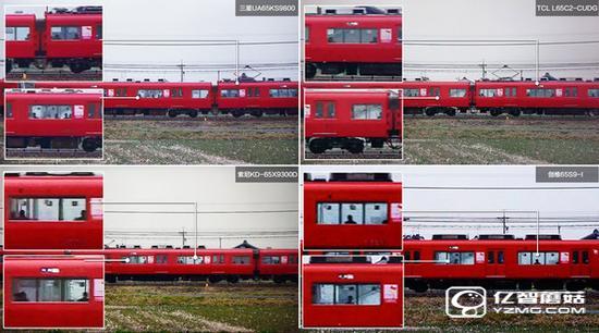 四款65智能電視畫質對比