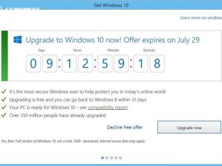 win10系統(tǒng)免費升級倒計時   微軟提醒“頑固派”快升級