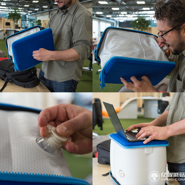 給這個(gè)筆記本內(nèi)膽包吹氣 竟能秒變移動(dòng)站立桌