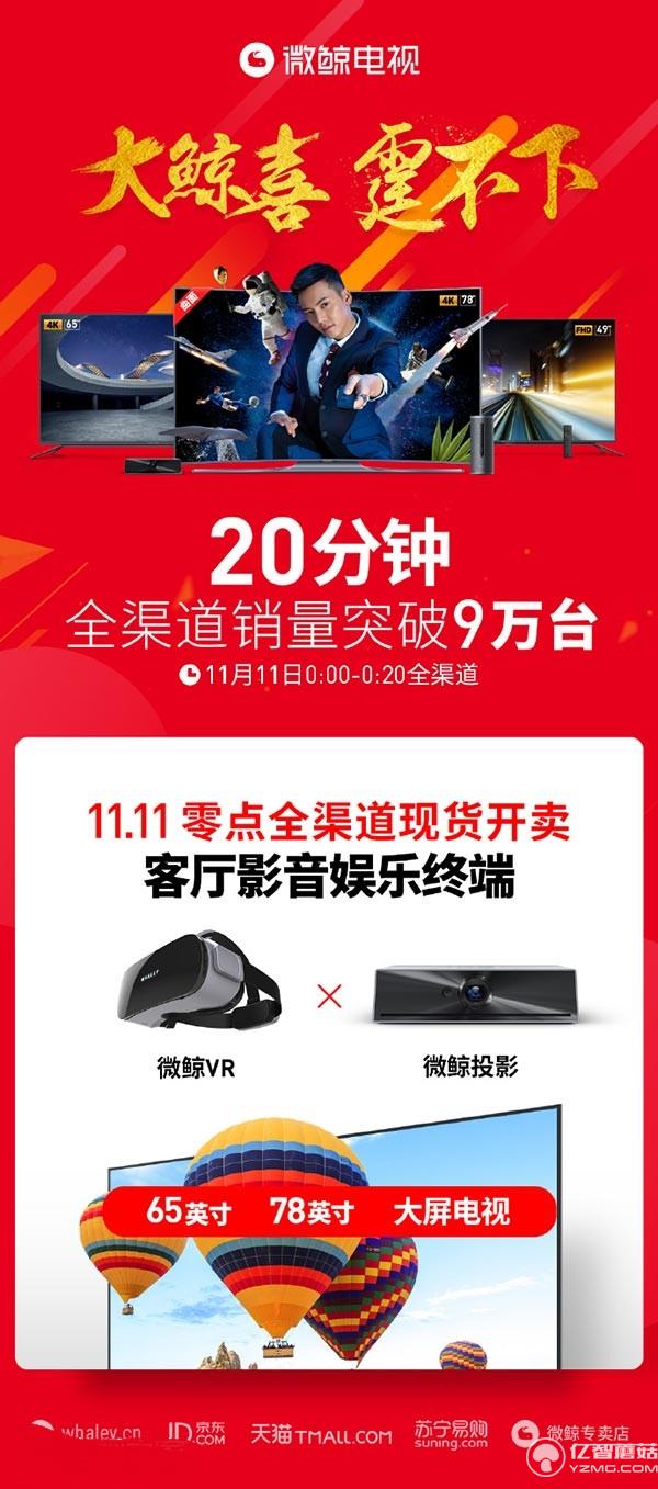 微鯨電視雙十一全平臺戰(zhàn)報【開售20分鐘】