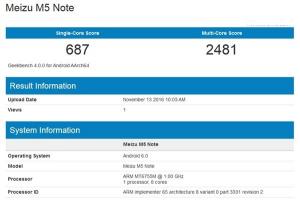 魅藍Note5現身Geekbench：聯發科P10處理器+3GB運存