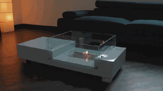 冬天里的一把火 試試這款帶壁爐的茶幾