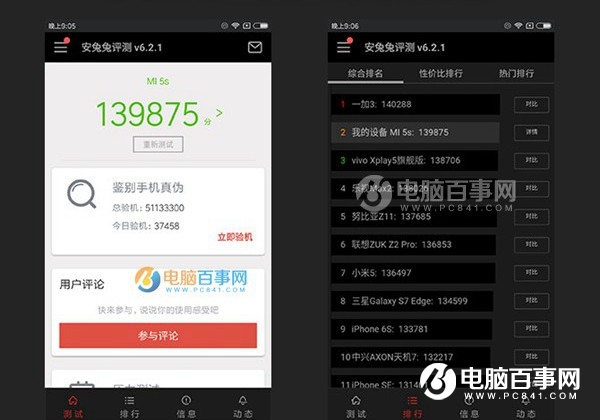 小米6和小米5s性能哪個好?安兔兔跑分對比