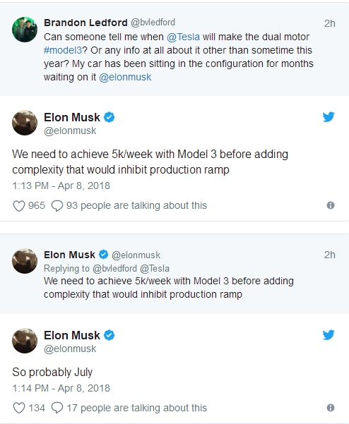 特斯拉Model 3雙電機版本將于7月投產：續航更久