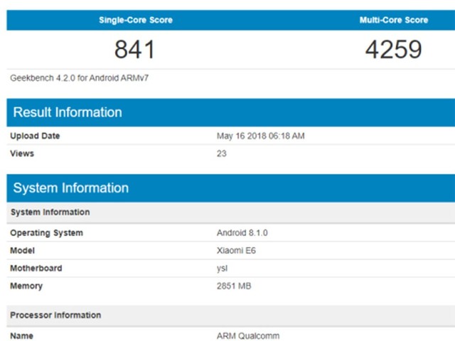 小米E6新機現身：高通八核 跑分結果疑似海外版本