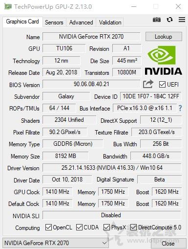 NVIDIA GeForce RTX2070顯卡全面評測:成功取代GTX1080