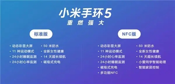 小米手環5標準版和NFC版有什么區別？小米手環5標準版和NFC版的區別介紹